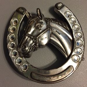 Horse with horseshoe buckle